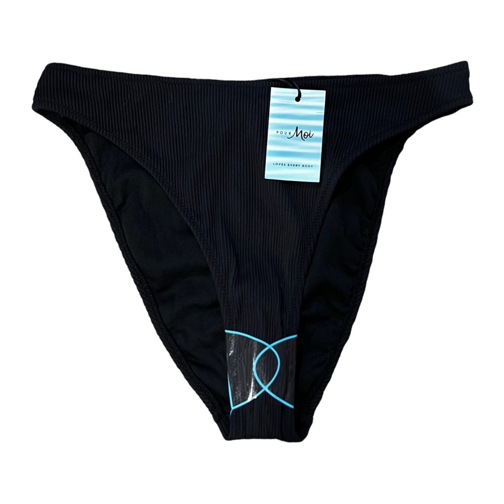 NWT Pure Moi Escape High Leg Brief Black Bikini Bottoms Size XL 16